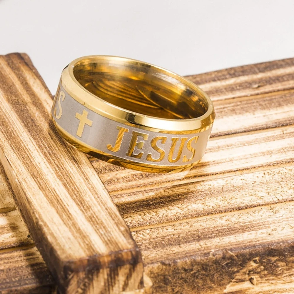 Unisex Fashion Jesus Christian Cross Prayer Ring Band New